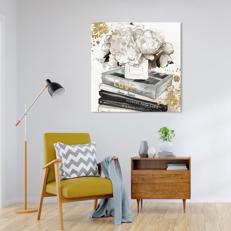 Wynwood Studio Canvas Fashion and Glam Life Style All Day Square White and Metallic Gold Glam Wall Art Canvas Print - 30 x 30