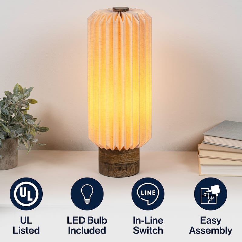 Banks Modern Minimalist Paper Pleated Column Accent LED Table Lamp