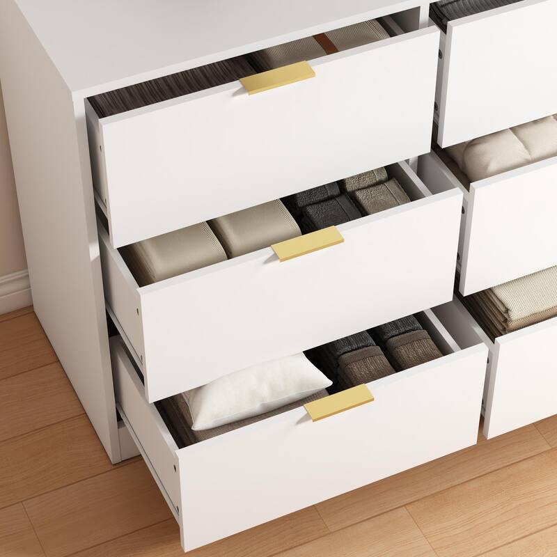 63" Long Dresser for Bedroom, Wooden Dresser Chest of 9 Drawers Storage Cabinet for Living Room Entryway