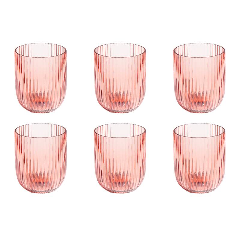 Abode Homewares Mesa Acrylic Stemless Wine Glass - 16.2 oz - Set of 6 - Pink