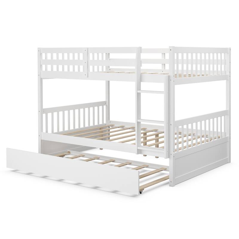 Gymax Full over Full Bunk Bed Platform Wood Bed Captain's Bed w/