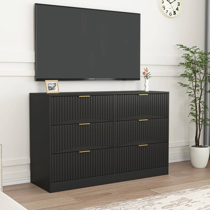 Modern 6-Drawer Dresser, Versatile Chest of Drawers for Bedroom, Living Room, Hallway, & Entryway