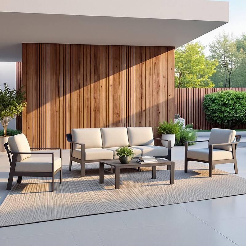 Spruce & Spring Outdoor Patio Furniture Set Aluminum Sofa Accent Chair