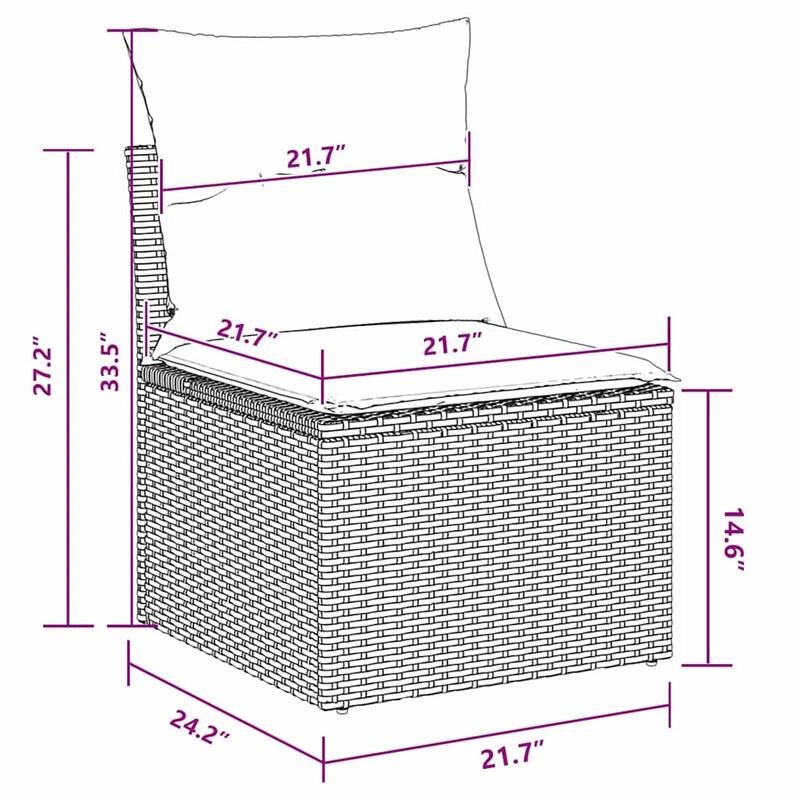 vidaXL Garden Sofa Set with Cushion 6 pcs Black Poly rattan - 46 x 116 x 33