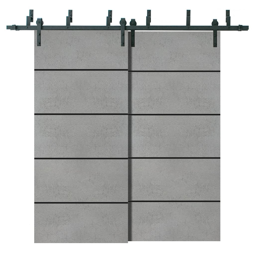 Barn Bypass Doors 72 x 80 Planum 0015 Concrete with Sturdy 6.6ft