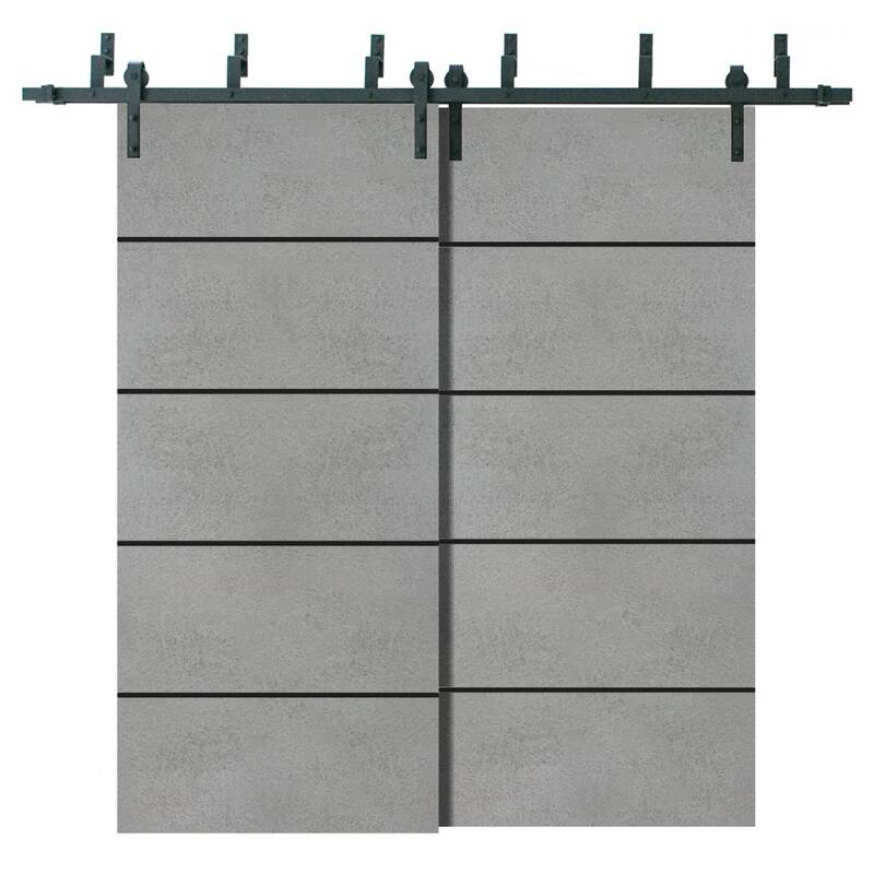 Sturdy Barn Door 36 x 80 Planum 0015 Concrete with 6.6FT - 64" x 80" ( 2* 32x80)