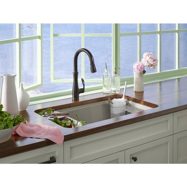 Shop Kohler K 5871 5ua3 Riverby 33 Undermount Single Basin Cast Iron Kitchen Sink Overstock 18092296