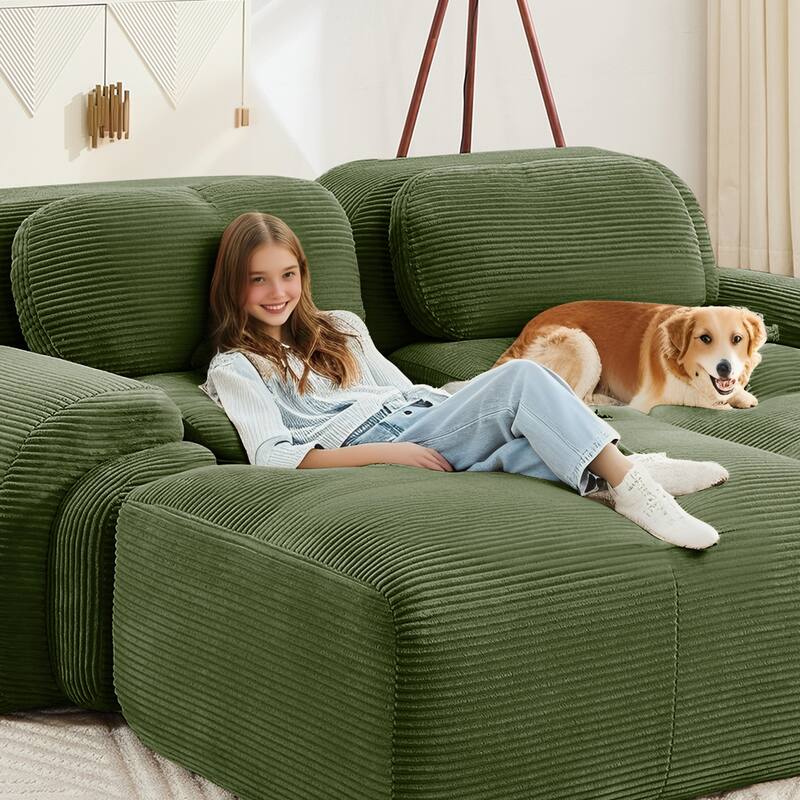 Sectional Sofa Couch Modular Sofa Couch for Living Room, Rustic Loveseat Olive Green 2-Seater Sofa Couch Settee