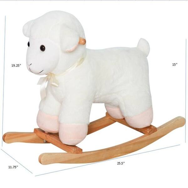 Rocking horse rocker with a fun pink sheep For Baby -White - 25.5" L x 11.75" W x 19.25" H