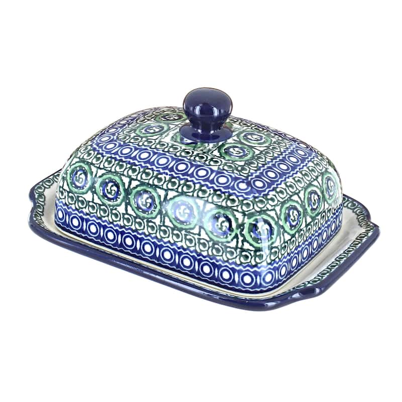 Blue Rose Polish Pottery 295 Ceramika Artystyczna Butter Dish