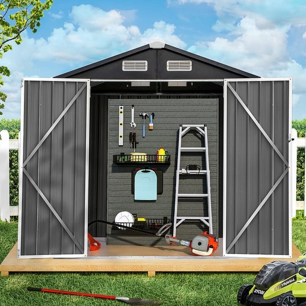 6x4 ft Metal Sheds & Outdoor Storage Tool Shed with Lockable Door Bed
