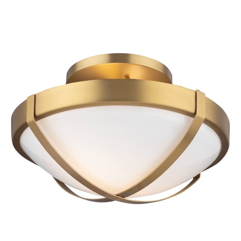 Cara Collection 2-Light Flush Mount, Brushed Brass
