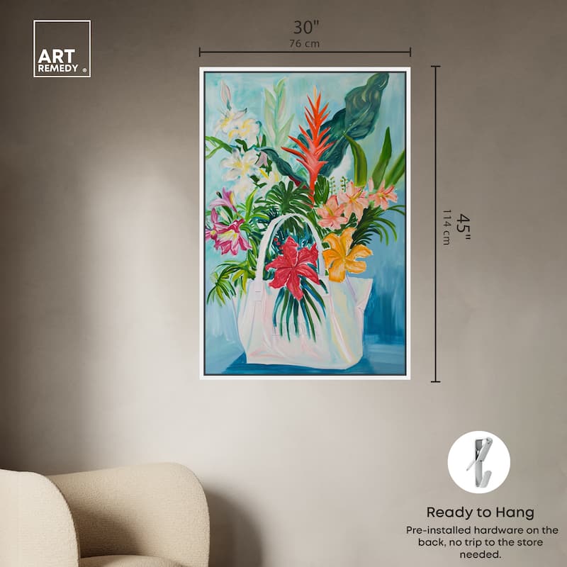 Art Remedy Tropical Flower Bag Framed Flowers In Vase Paintings
