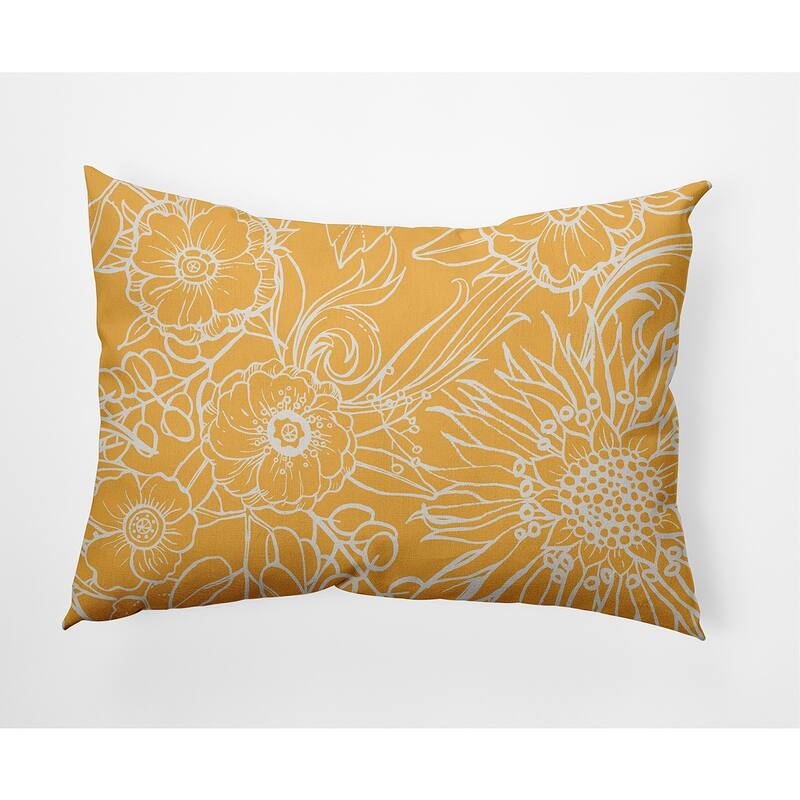 Zentangle Decorative Indoor/Outdoor Pillow - 14" x 20" - Egg Yolk
