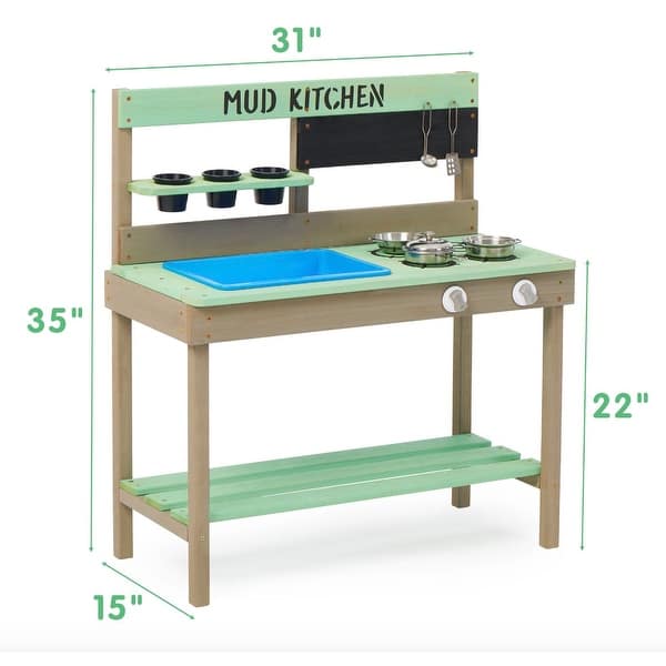 Childrens Mud Kitchen Bench 31.5"L x 15" W x 35" H - N/A