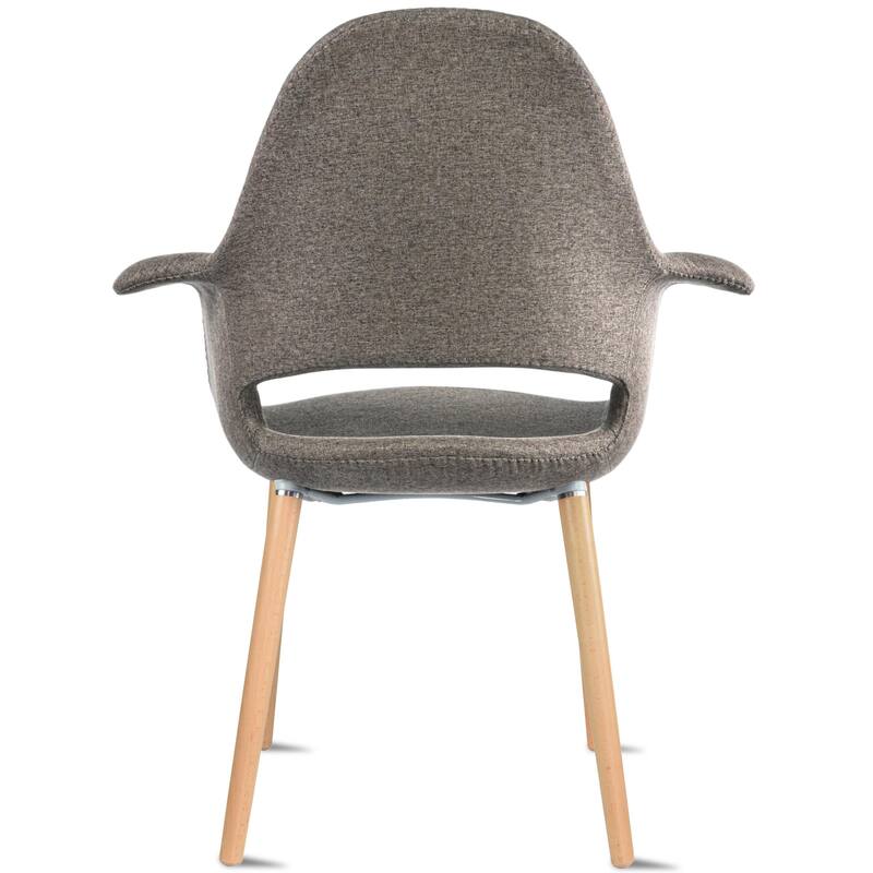Organic Upholstered Fabric Modern Armchair with Natural Wooden Legs for Dining Room Office or Accent Lounge Side Chair