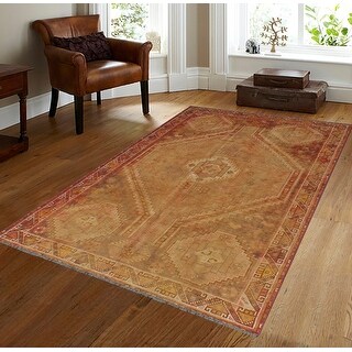 Large Rust Beige Rug Vintage Distressed Delany Beige/Rust Rug - 4'8