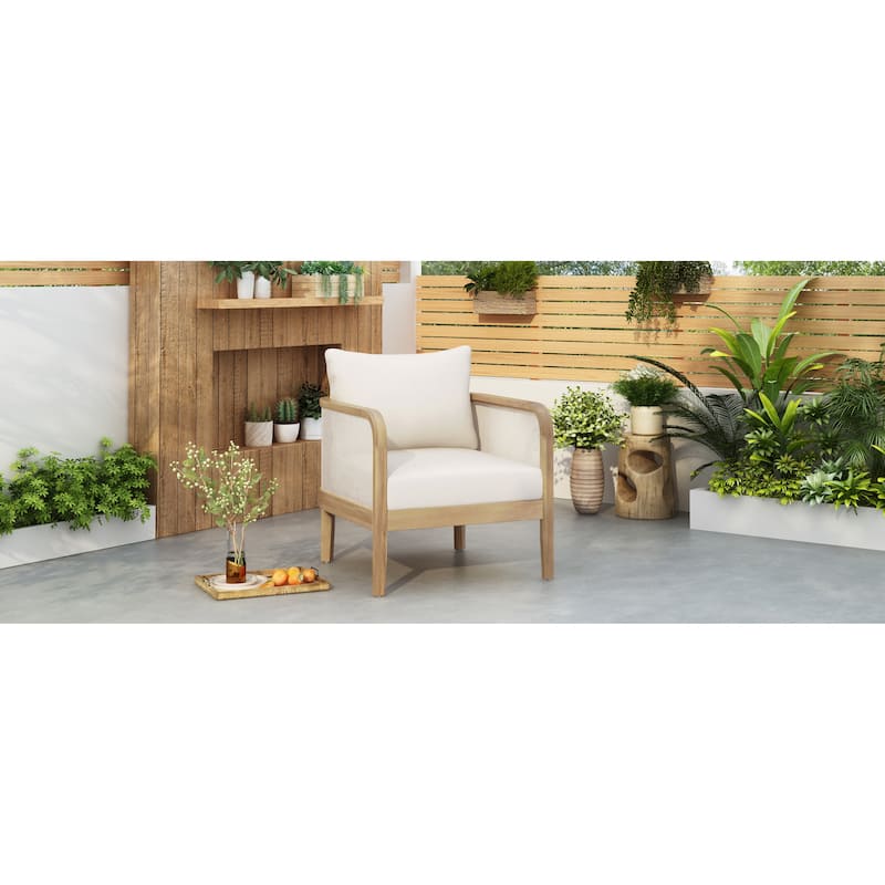 Outdoor Acacia Wood Club Chair with Waterproof Cushion