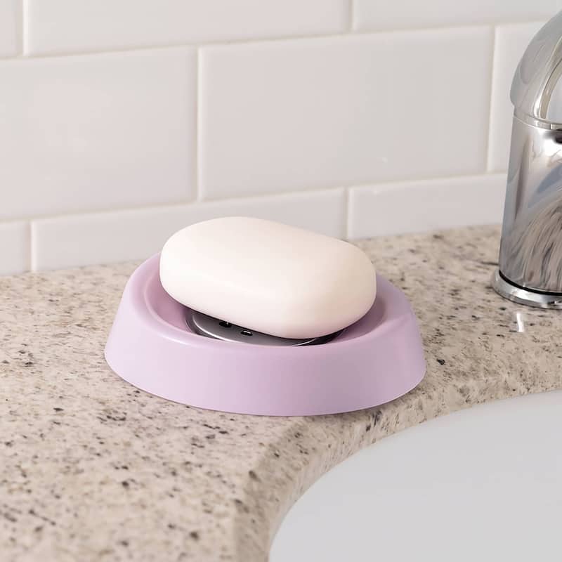 Soap Dish Cup Holder Drain Plug Design - 5 L x 5 W x 1 H - Light Pink