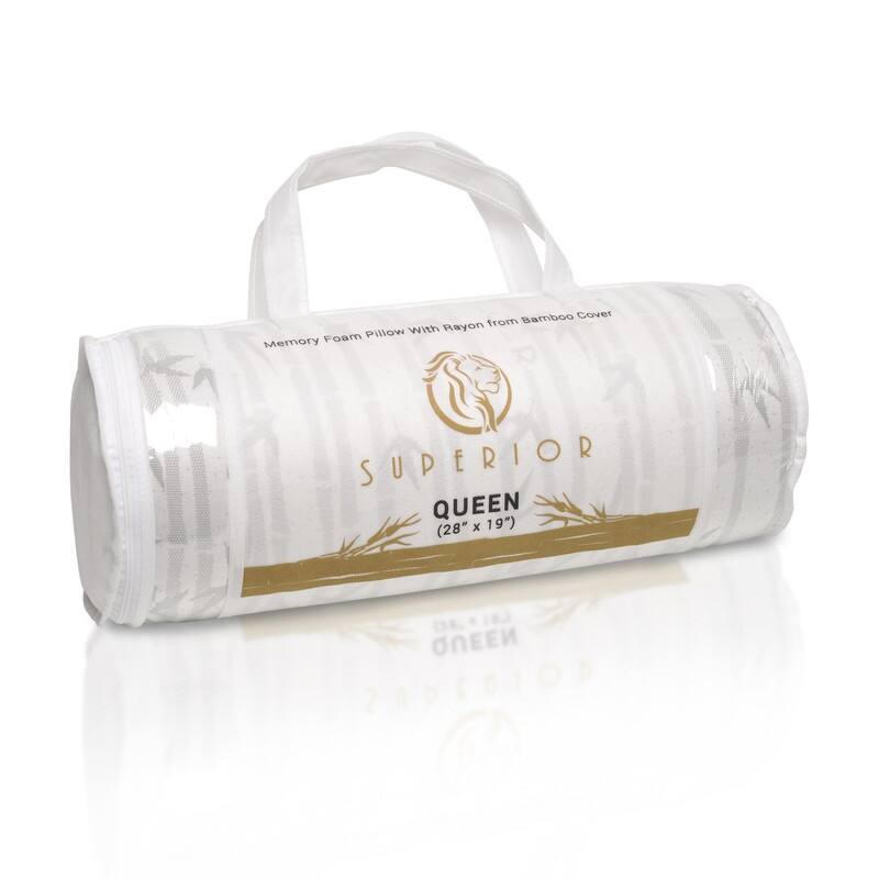 Blue Nile Mills Rayon From Bamboo Blend Removable Cover - Memory Foam Support Bed Pillow - White