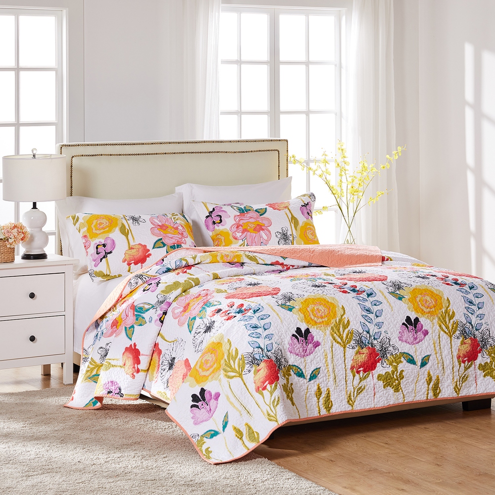 Greenland Home Fashions Watercolor Dream Cotton Contemporary Quilt Set