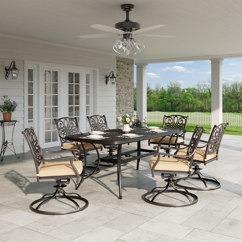 Clihome Outdoor Dining Set 7-piece Cast Aluminum Dining Table Set