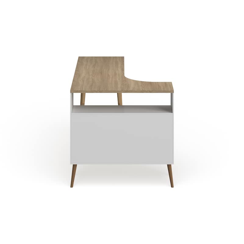 Carson Carrington Kristiansund White and Oak 2-drawer L-shaped Desk