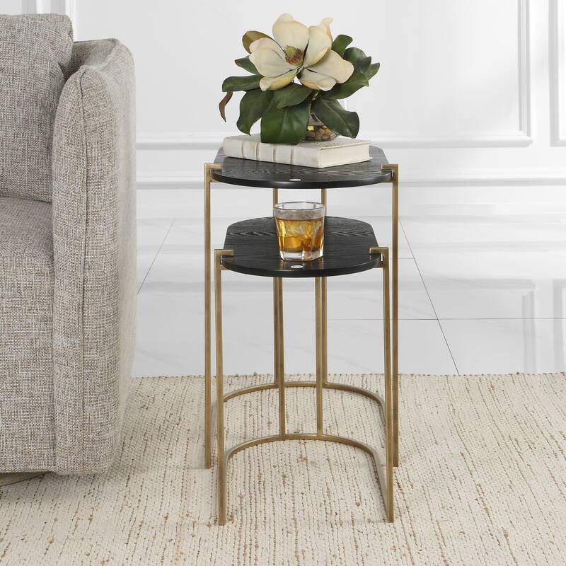 Uttermost 22882 13.75" Wide Ash, Iron, and MDF End Table Set