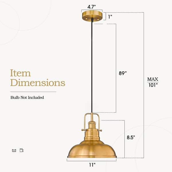 dimension image slide 1 of 4, 2 Pack Modern Pendant Lights with Metal Dome Lampshade