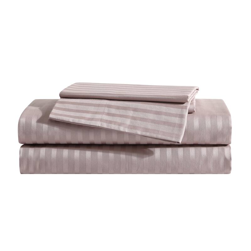 Vera Wang Dobby Stripe Cotton Sheet Set - Queen - Pink