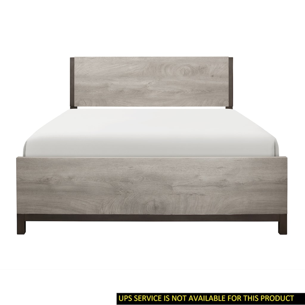 Queen Size Bed with Light Gray Finish, Premium Melamine Board, Stylish Bedroom Furniture