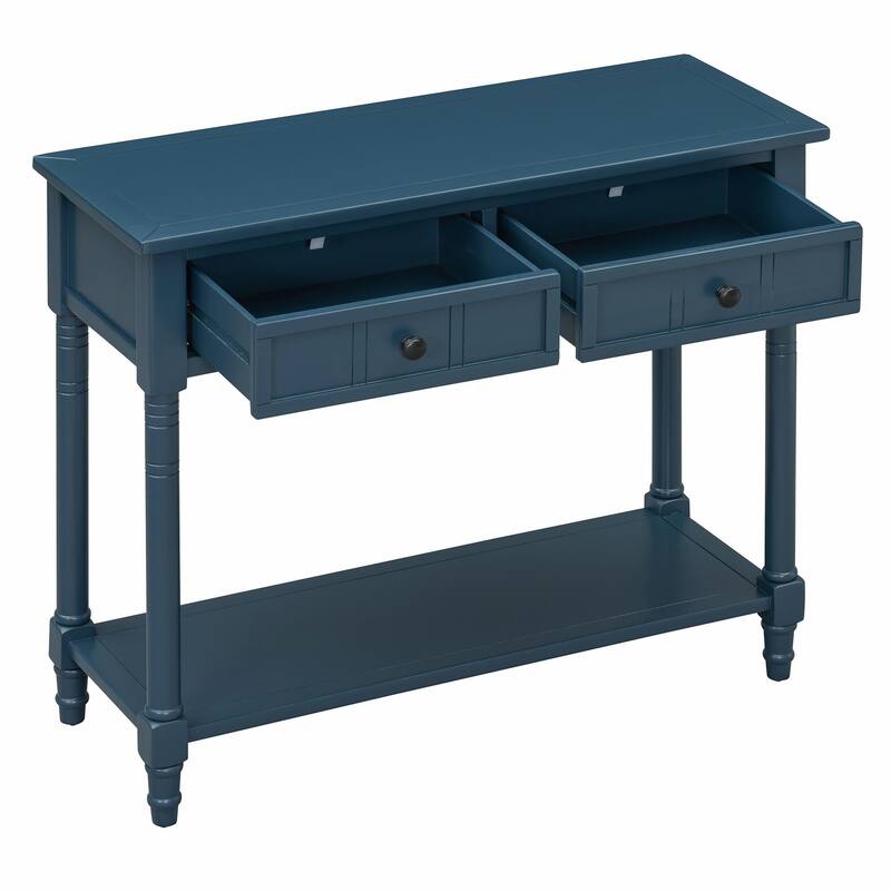 Daisy Series Console Table with Traditional Design, Two Drawers, and Bottom Shelf