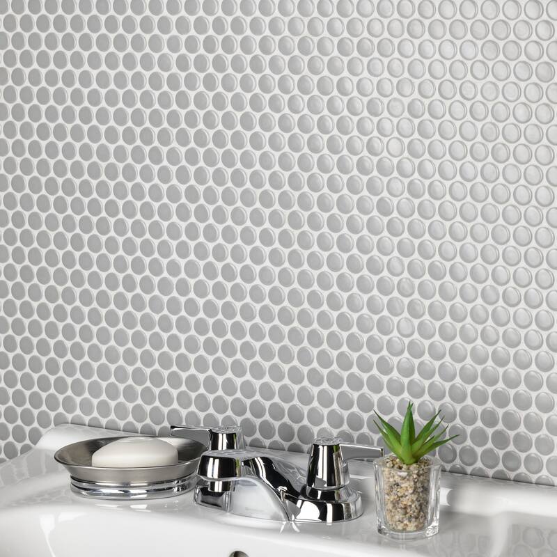 Merola Tile Metro Penny Matte Light Grey 9-3/4" x 11-1/2" Porcelain Floor and Wall Tile