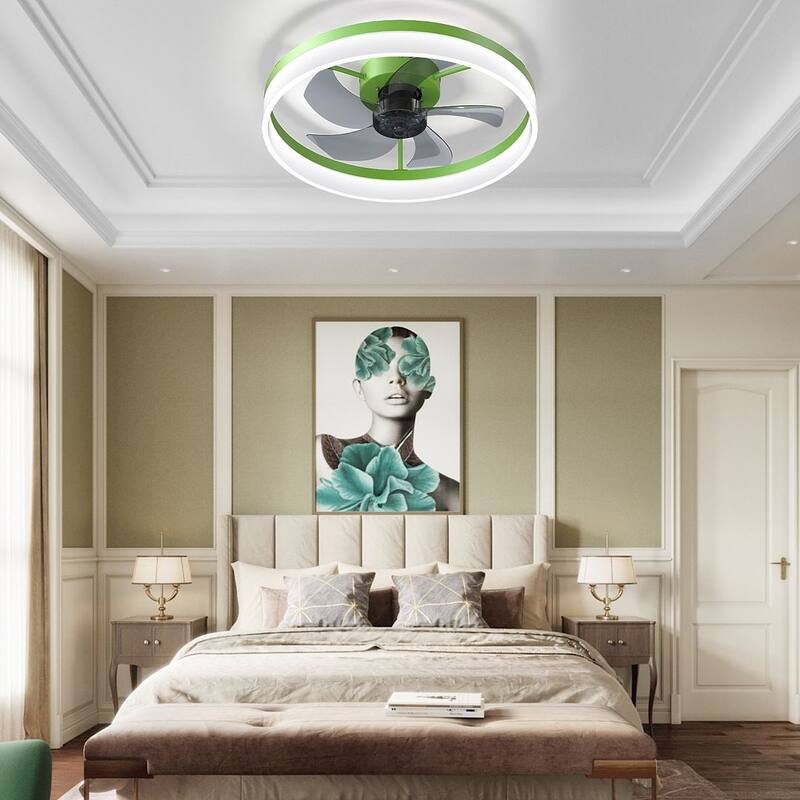 Modern Flush Mount Ceiling Fan with Lights