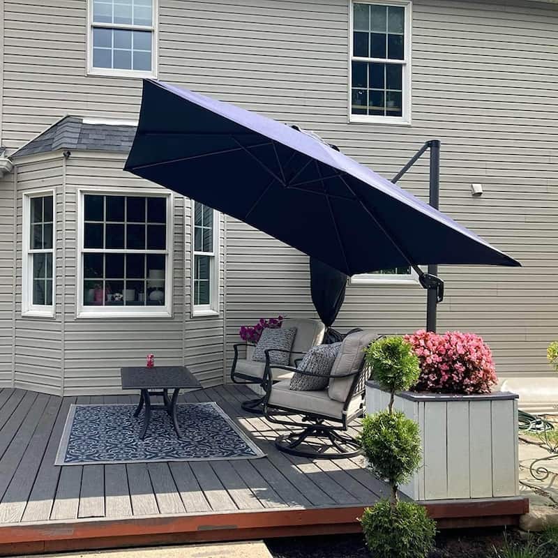 PURPLE LEAF 10 ft 360 Degree Rotation Patio Umbrella With Base