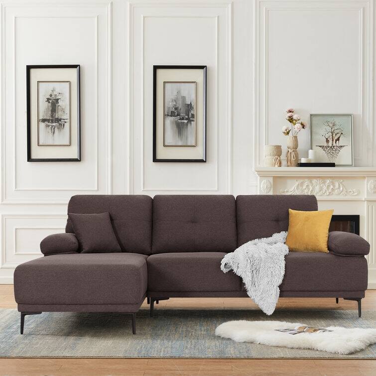 DENOSEN Modern L-shape Fabric Sectional Sofa and Chaise