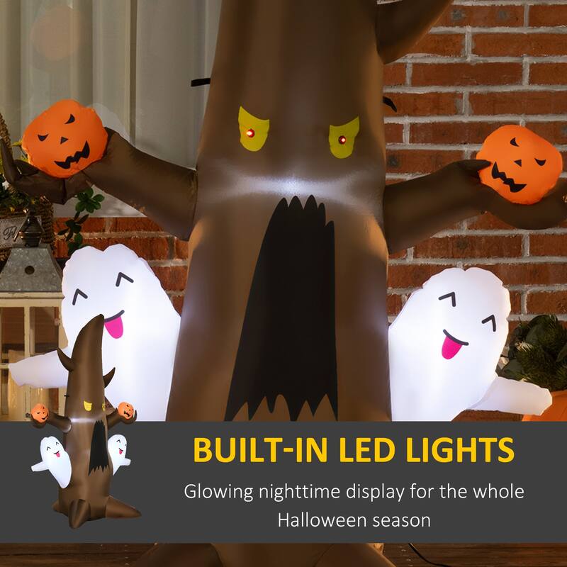 Outsunny 5' Blow-Up Haunted Halloween Tree, Pumpkins, & Ghosts Inflatable Halloween Decoration