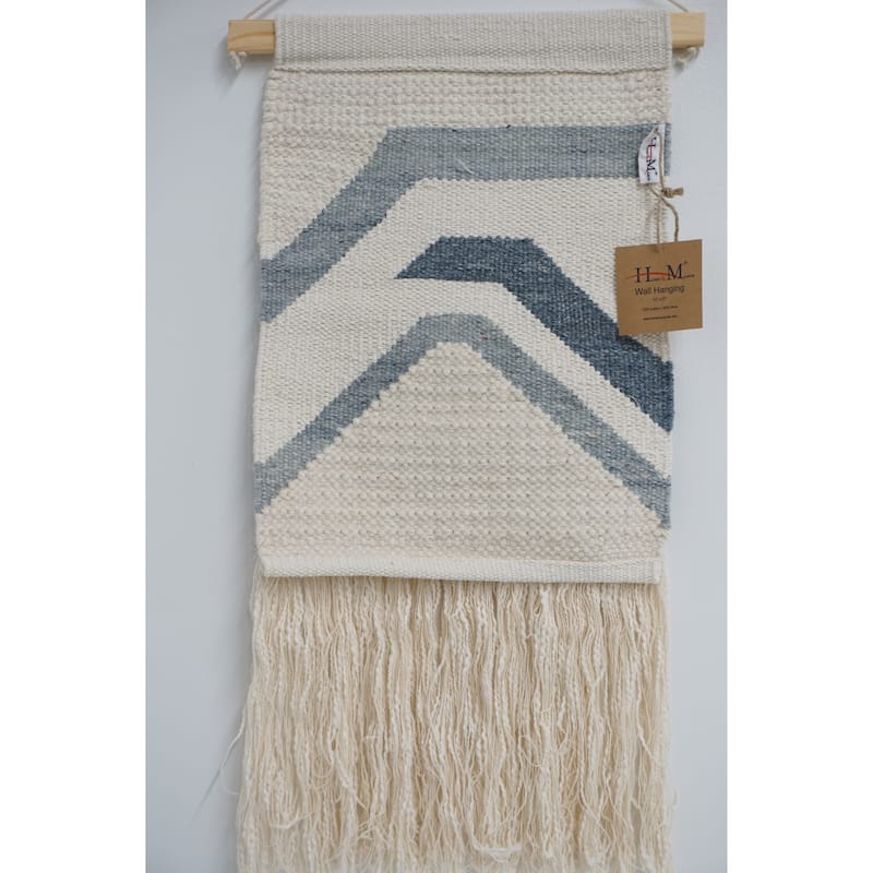 Home&Manor Wool and Cotton Macrame Wall Hanging with Rod Included - Exact Size