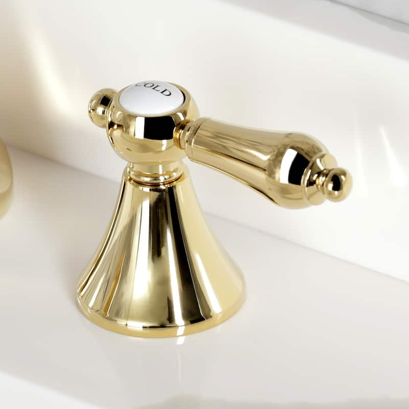 Kingston Brass Deck Mount Widespread Bathroom Faucet with Brass Pop-Up