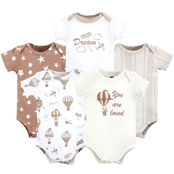 slide 1 of 1, Hudson Baby Cotton Bodysuits, Hot Air Balloon 0-3 Months - Hot Air Balloon