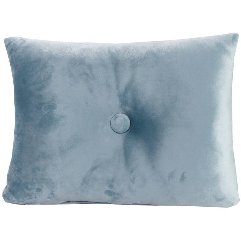 20" x 14" Solid Tufted Indoor Lumbar Throw Pillow with Button - Blue