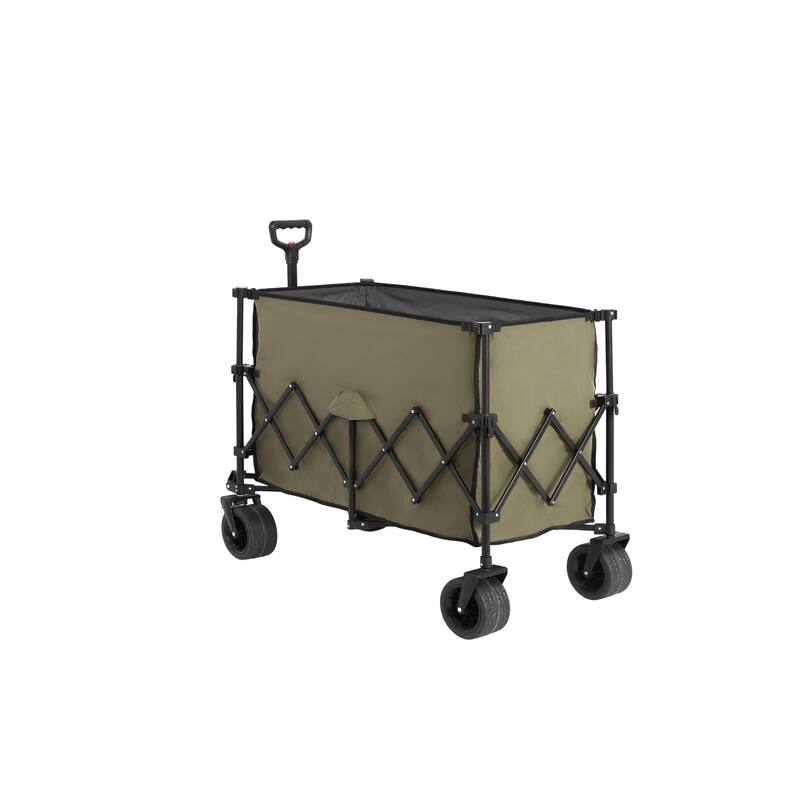 220lbs Weight Capacity Heavy Duty 300L Folding Utility Foldable Extended Wagon with All-Terrain Beach Wheels & Drink Holders