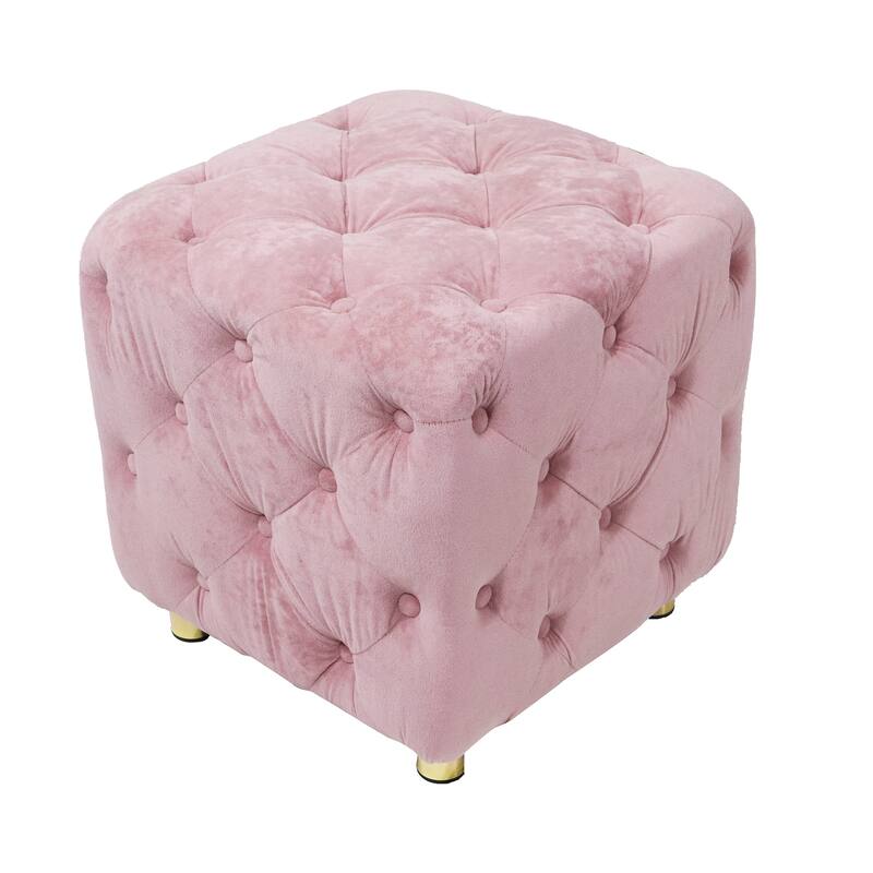 Modern Velvet Upholstered Square Tufted Ottoman by GDFStudio