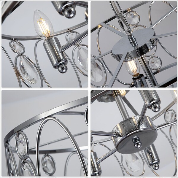 Bella Depot Industrial Black Metal Cage Chandelier 70 Inch Adjustable Crystal Pendant Light for Kitchen Island Hallway 20 On Sale Bed Bath Beyond 42310898