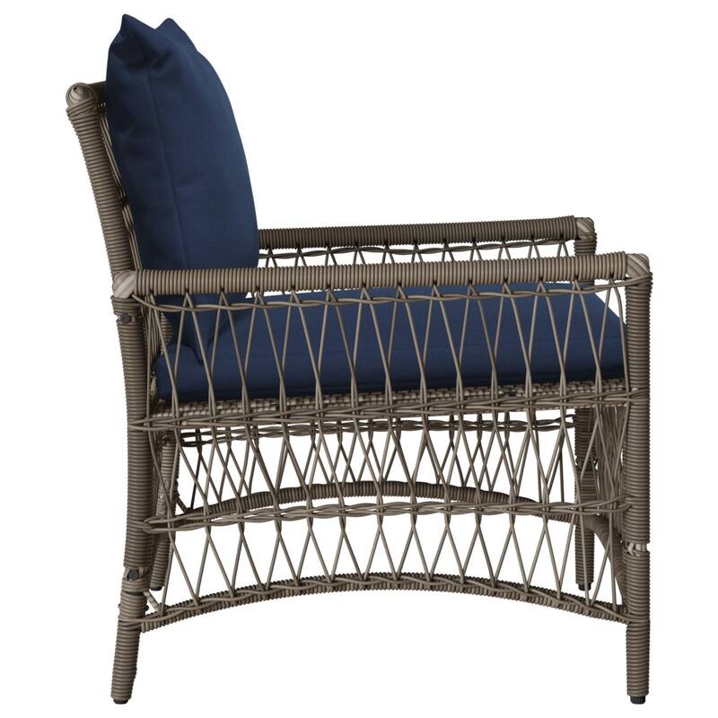 vidaXL Garden Chair with Cushions Grey 60x70x78 cm Poly Rattan - 24 x 28.7 x 30.3