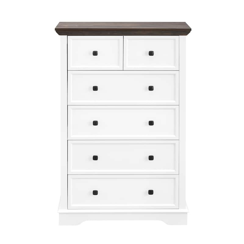 Farmhouse Style Dresser Tall Drawer Storage Organizer with 6 Drawers, for Bedroom Living Room and Hallway