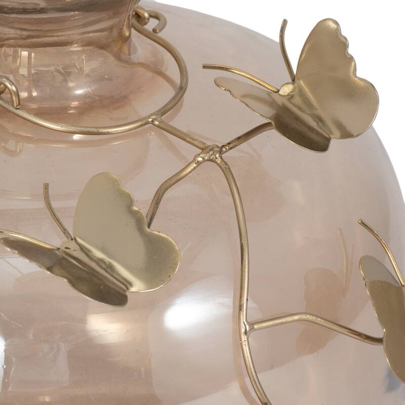 Sagebrook Home Decorative Vase Glass Metallic Butterfly Accent 10" Gold