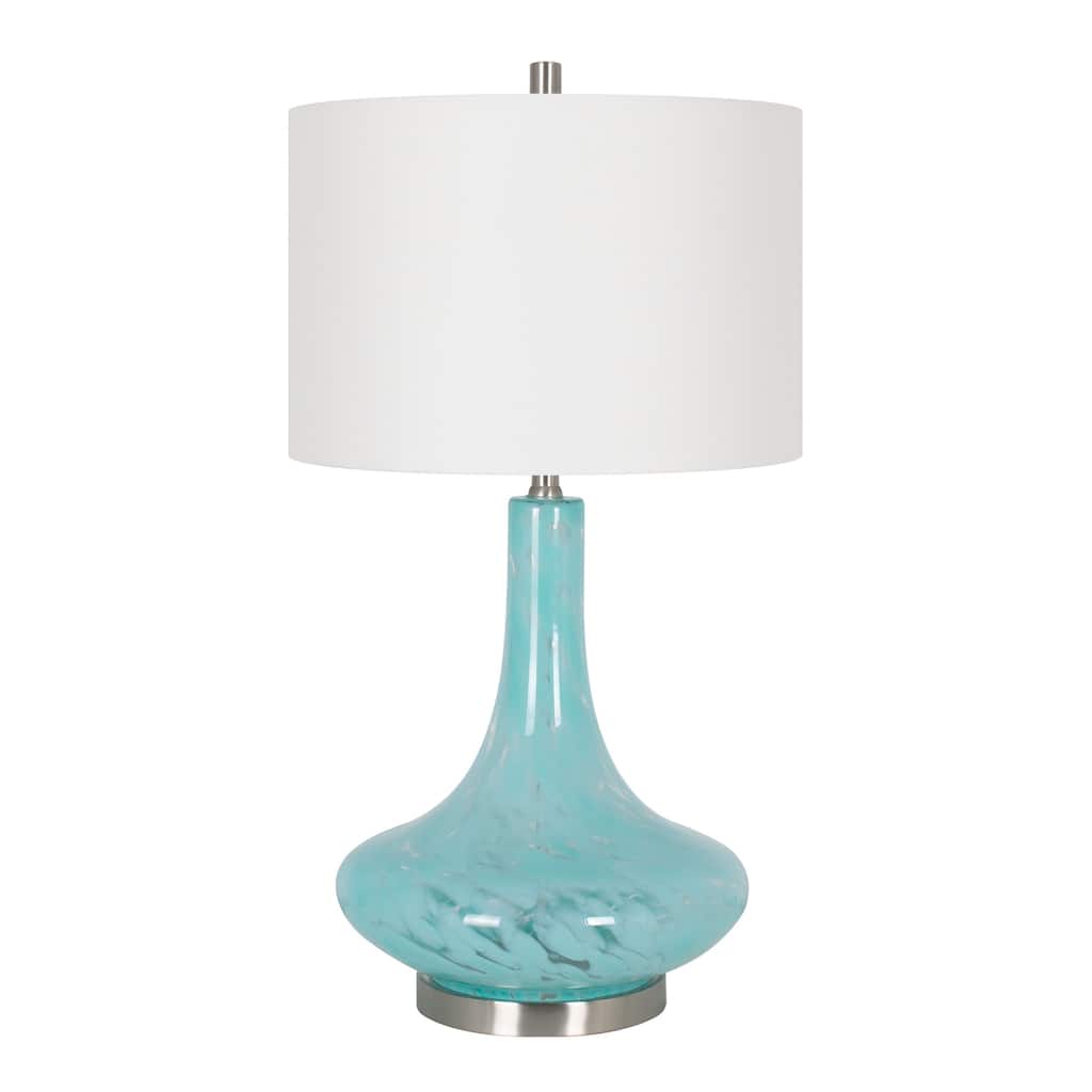 Glass 29" Table Lamp with Linen Shade, Blue (Set of 2)