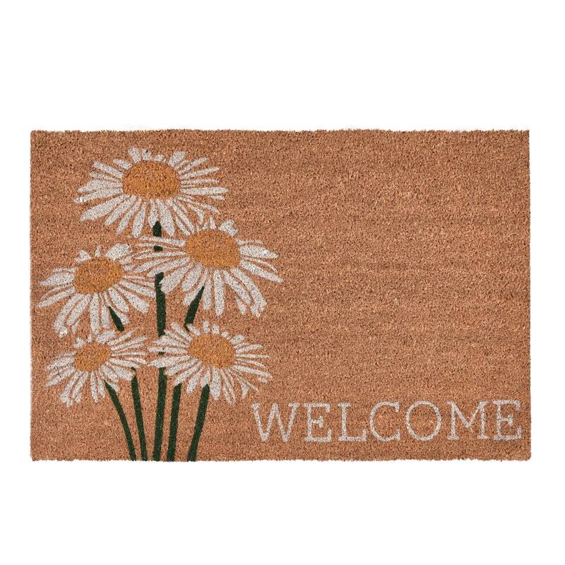 Villa by Classic Home Daisy Welcome 24x36 Ivory and Natural Choir Doormat