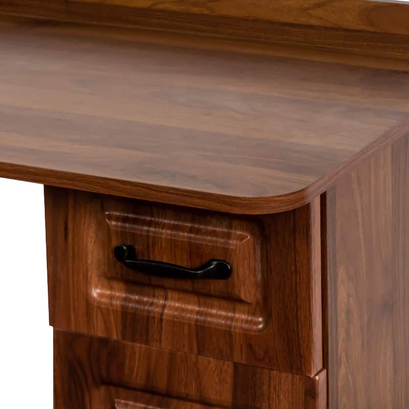 L-Shaped Corner Computer Desk,Study Modern Style Table With Drawers,Bookshelf & Hutch,2-In-1 L-Shaped Design